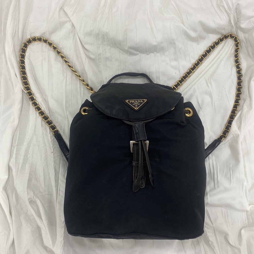 Prada Backpack Chain Drawstring